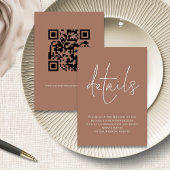 Minimalistisches Script QR Code Hochzeitsbraun Det Begleitkarte