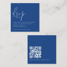 Minimalistisches Script QR Code Wedding Blue UAWG Begleitkarte