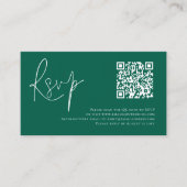 Minimalistisches Script QR Code Wedding Emerald UA Begleitkarte (Vorderseite)