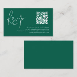 Minimalistisches Script QR Code Wedding Emerald UA Begleitkarte