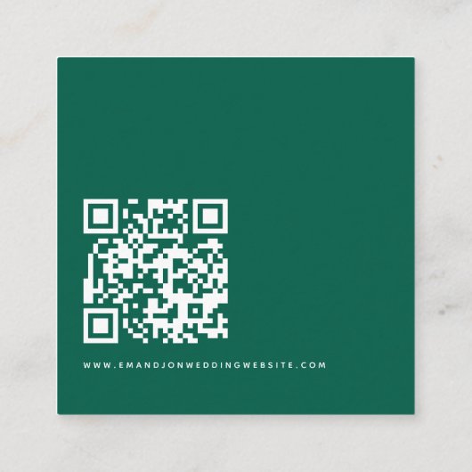 Minimalistisches Script QR Code Wedding Emerald UA Begleitkarte (Rückseite)