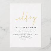 Minimalistisches Script QR Code Wedding Luxury Rea Folieneinladung (Vorderseite)