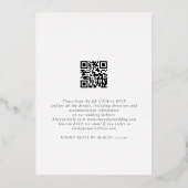 Minimalistisches Script QR Code Wedding Luxury Rea Folieneinladung (Rückseite)