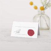 Minimalistisches Script Red Wax Briefmarke Unterne Platzkarte (Rückseite)