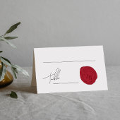 Minimalistisches Script Red Wax Briefmarke Unterne Platzkarte