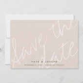 Minimalistisches Script Rosa Beige Save the Date K Einladung (Vorderseite)