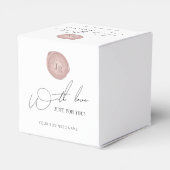 Minimalistisches Script Rosa Briefmarke Geschenkschachtel (Rückseite)