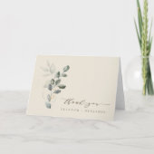 Minimalistisches Script Rustic Gold Greenerity Wed Dankeskarte (Vorderseite)