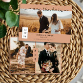 Minimalistisches Script Rustic Terracotta Foto Wed Save The Date