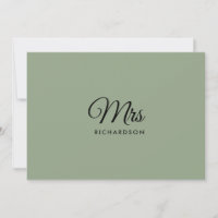Minimalistisches Script Sage Green Mrs. Surname Bl