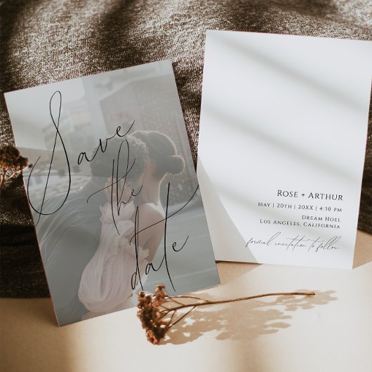Minimalistisches Script Save the Date-Karte Einladung