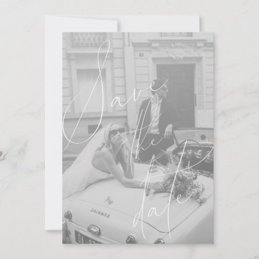 Minimalistisches Script Save the Date-Karte Einladung (Vorderseite)