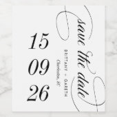 Minimalistisches Script Save the Date Mongram Wedd Weinetikett (Einzelnes Label)