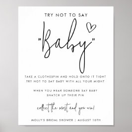 Minimalistisches Script Say Baby Shower Game Poster