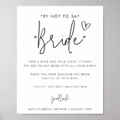Minimalistisches Script Say Bride Shower Game Poster (Vorne)