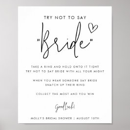 Minimalistisches Script Say Bride Shower Game Poster