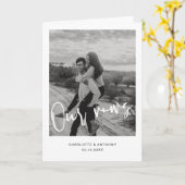 Minimalistisches Script Schriftart Foto Unsere Voi Karte (Gelbe Blume)