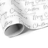 Minimalistisches Script Schwarz und Weiß Frohe Wei Geschenkpapier (Rolleneckpunkt)