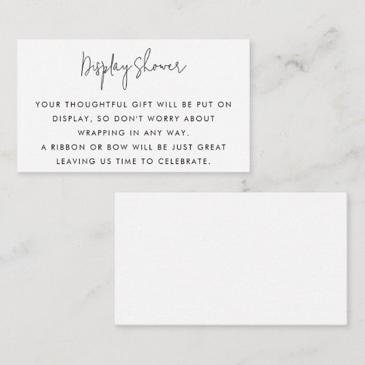 Minimalistisches Script Schwarz/Weiß-Display Begleitkarte (Vorne/Hinten)