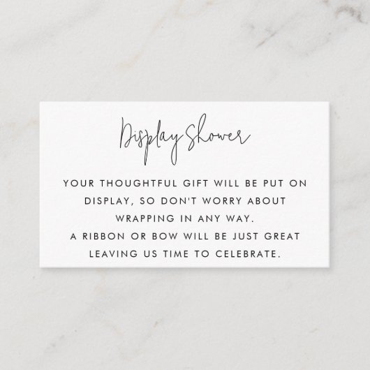 Minimalistisches Script Schwarz/Weiß-Display Begleitkarte (Vorderseite)