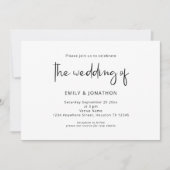 Minimalistisches Script Schwarz-weiß QR Code Hochz Einladung (Vorderseite)