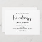 Minimalistisches Script Schwarz-weiß QR Code Hochz Einladung (Vorne/Hinten)