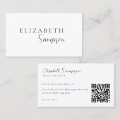 Minimalistisches Script, Schwarz/Weiß, QR-Code Visitenkarte (Vorne/Hinten)