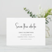 Minimalistisches Script Schwarz-weiß QR Save the D Date (Stehend Vorderseite)
