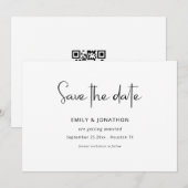 Minimalistisches Script Schwarz-weiß QR Save the D Date (Vorne/Hinten)