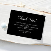 Minimalistisches Script Sleek Black Wedding Custom Dankeskarte