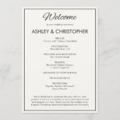 Minimalistisches Script Soft White Wedding Programm (Vorderseite)