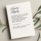 Minimalistisches Script Soft White Wedding RSVP Karte