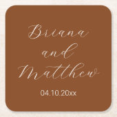 Minimalistisches Script Terracotta Wedding Rechteckiger Pappuntersetzer (Vorderseite)