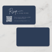 Minimalistisches Script UAwg Qr Code Navy Blue Wed Begleitkarte (Vorne/Hinten)