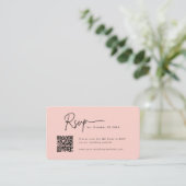 Minimalistisches Script UAwg Qr Code Rosa Hochzeit Begleitkarte (Stehend Vorderseite)
