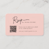 Minimalistisches Script UAwg Qr Code Rosa Hochzeit Begleitkarte (Vorderseite)