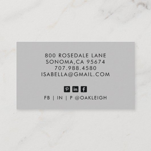 Minimalistisches Script Visitenkarte (Rückseite)