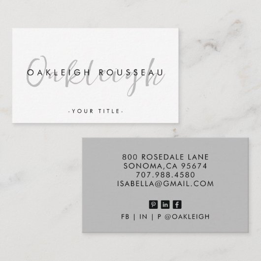 Minimalistisches Script Visitenkarte (Vorne/Hinten)