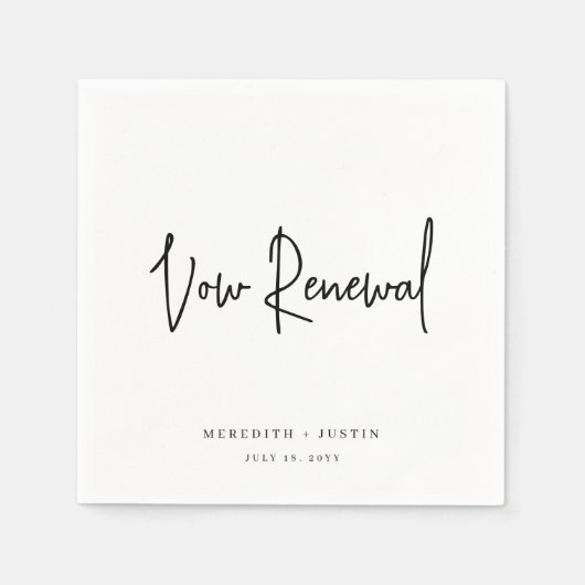 Minimalistisches Script Vow Renewal Party Serviette (Vorderseite)