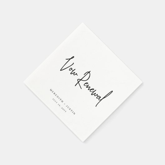 Minimalistisches Script Vow Renewal Party Serviette (Ecke)