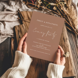 Minimalistisches Script Wedding Brown Abend Party Einladung