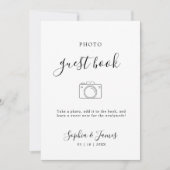 Minimalistisches Script Wedding Foto Gästebuch-Zei Einladung (Vorderseite)