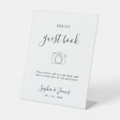 Minimalistisches Script Wedding Foto Gästebuch-Zei Sockelschild (Vorderseite)