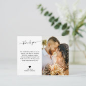 Minimalistisches Script Wedding Foto Vielen Dank Postkarte (Stehend Vorderseite)