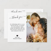 Minimalistisches Script Wedding Foto Vielen Dank Postkarte (Vorne/Hinten)
