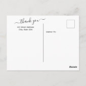 Minimalistisches Script Wedding Foto Vielen Dank Postkarte (Rückseite)