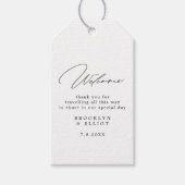 Minimalistisches Script Wedding Hotel Willkommen Geschenkanhänger (Vorderseite)