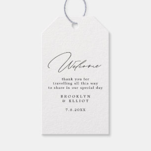 Minimalistisches Script Wedding Hotel Willkommen Geschenkanhänger
