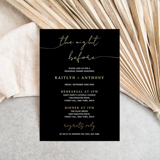 Minimalistisches Script Wedding Probe Dinner Real Folieneinladung