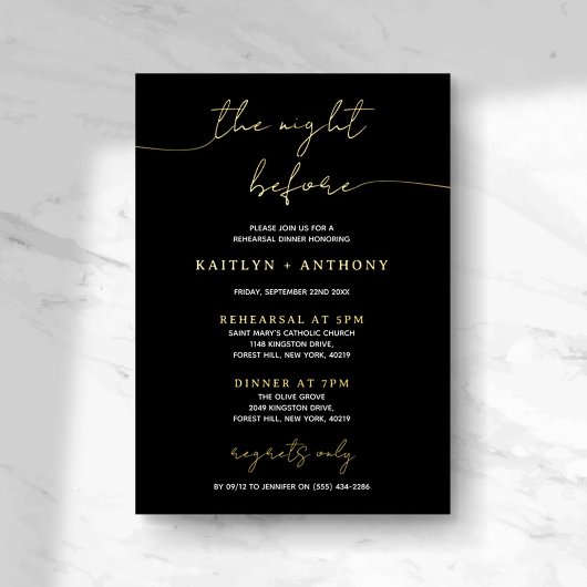 Minimalistisches Script Wedding Probe Dinner Real Folieneinladung